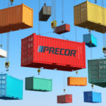 Delivery background concept. Cargo shipping containers in storag